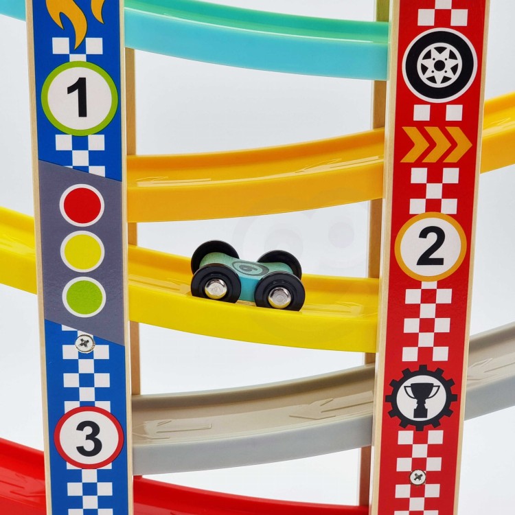 Kolorowa Drewniana Zjeżdżalnia Tor Samochodowy TOOKY TOY