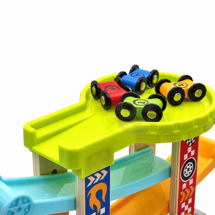 Kolorowa Drewniana Zjeżdżalnia Tor Samochodowy TOOKY TOY