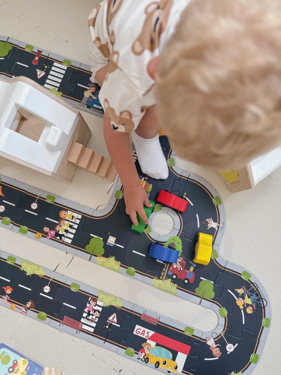 Droga Puzzle dla Dzieci Autostrada Makieta 21 el. – WOOPIE GREEN