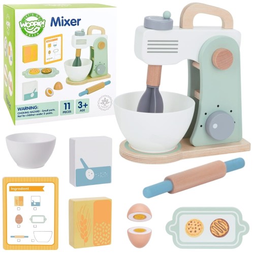 Drewniany Mikser Kuchenny Blender z Akcesoriami 11 el. – WOOPIE GREEN