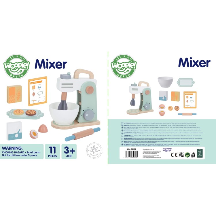 Drewniany Mikser Kuchenny Blender z Akcesoriami 11 el. – WOOPIE GREEN
