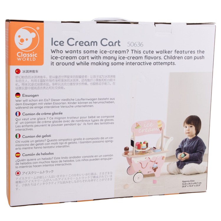 Drewniana Lodziarnia 3w1 Wózek z Akcesoriami 40 el. – CLASSIC WORLD