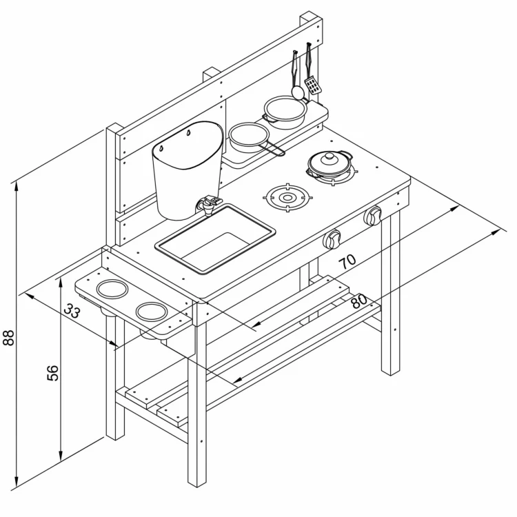Duża Drewniana Kuchnia do Zabawy z Wodą i Piaskiem – AXI