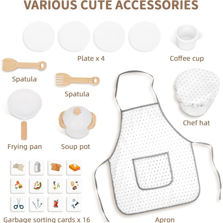 Drewniana Interaktywna Kuchnia 9w1 z Pralką i Tablicą – WOOPIE GREEN