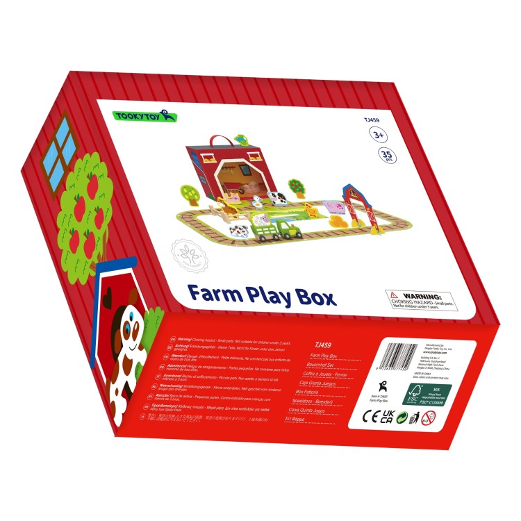 Drewniana Farma w Walizce z Figurkami i Pojazdami TOOKY TOY