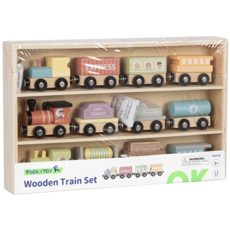 Drewniane Wagoniki na Magnes – Zestaw Pojazdów TOOKY TOY