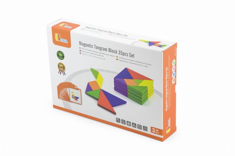 VIGA Tangram Drewniana Gra Logiczna Układanka Certyfikat FSC