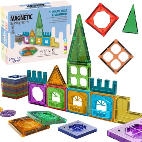 WOOPIE Klocki Magnetyczne Konstrukcyjne 3D Zestaw Edukacyjny Zamek 30el.