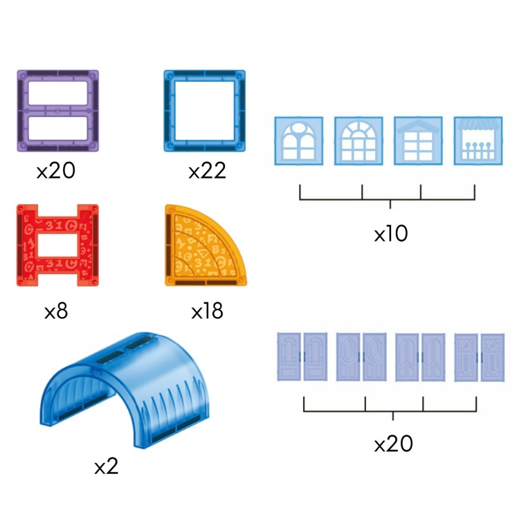 WOOPIE Klocki Magnetyczne Konstrukcyjne 3D Zestaw Edukacyjny Zamek 100el.