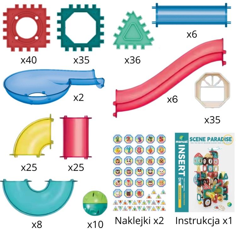 Klocki Magnetyczne Konstrukcyjne 3D z Torem Kulkowym Edukacyjnym 228 el. – WOOPIE