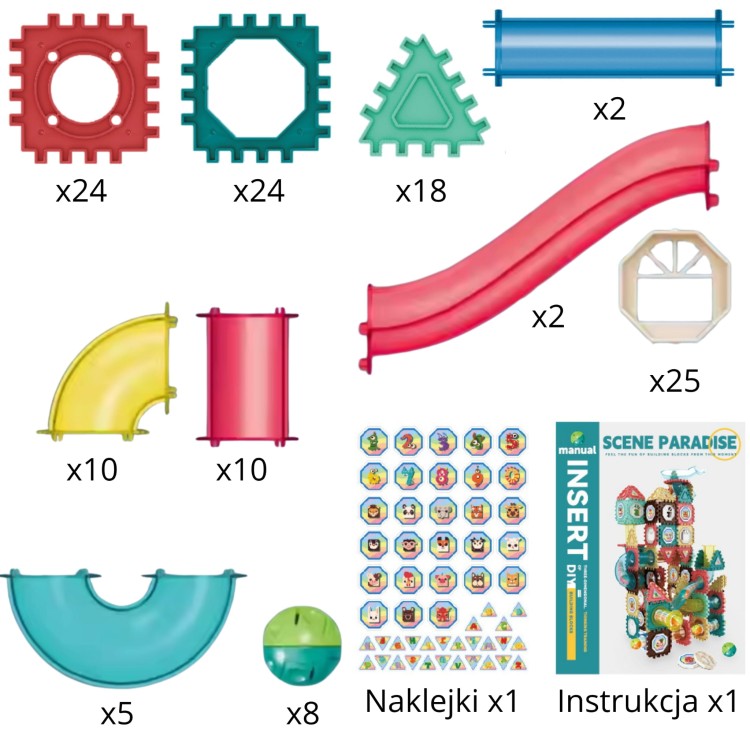 Klocki Magnetyczne Konstrukcyjne 3D z Torem Kulkowym Edukacyjnym 128 el. – WOOPIE