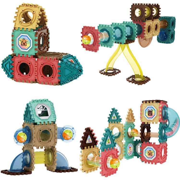 Klocki Magnetyczne Konstrukcyjne 3D z Torem Kulkowym Edukacyjnym 68 el. – WOOPIE