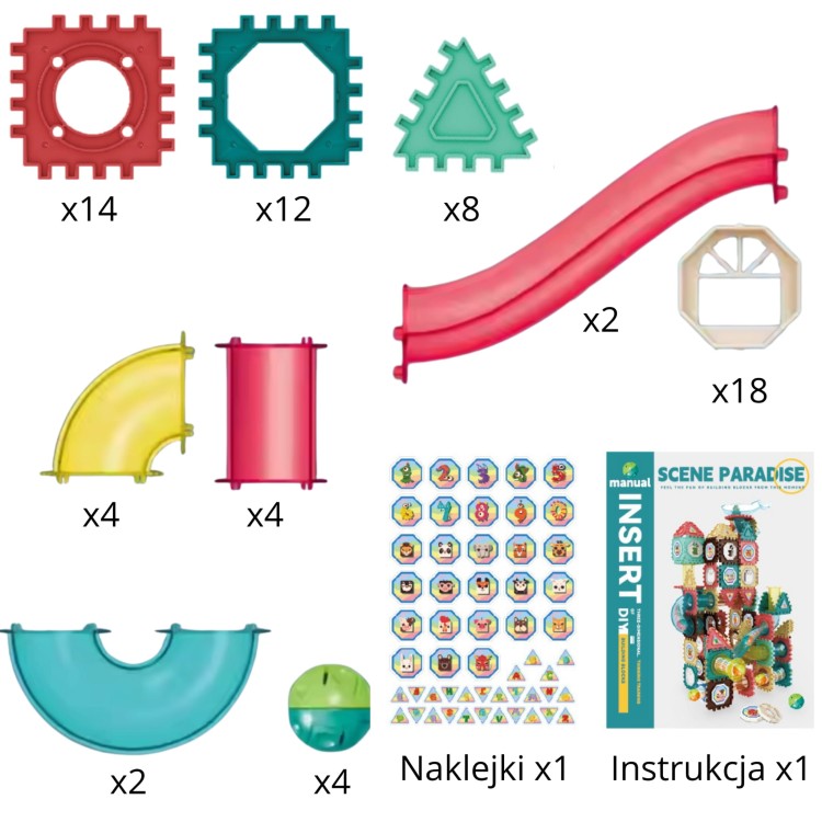 Klocki Magnetyczne Konstrukcyjne 3D z Torem Kulkowym Edukacyjnym 68 el. – WOOPIE