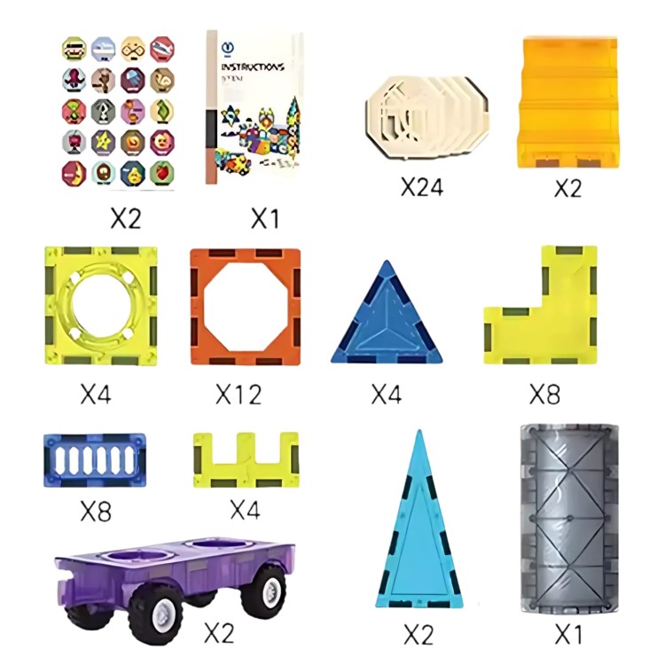 Klocki Magnetyczne 3D Zamek i Pojazdy 71 el. – WOOPIE