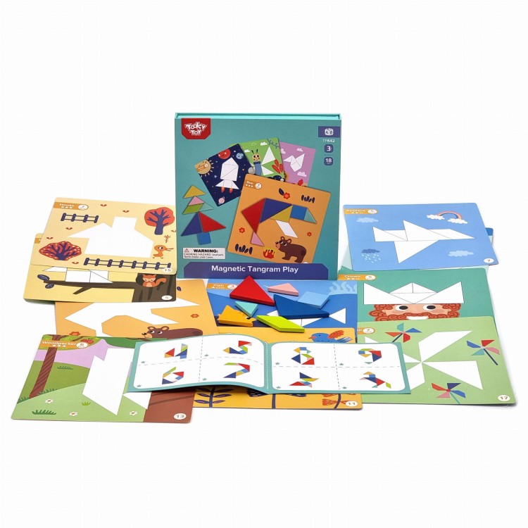 TOOKY TOY Puzzle Tangram Układanka dla Dzieci Nauka Kształtów Figury Kształty 18el.