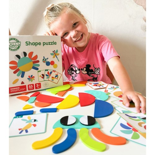 WOOPIE GREEN Drewniana Układanka Montessori 40 Wzorów do Odtworzenia 55 el. Certyfikat FSC