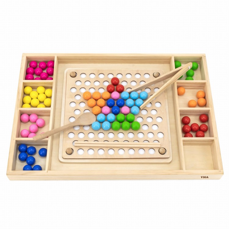VIGA Drewniana Gra Kulki Złap i Dopasuj Układanka Montessori