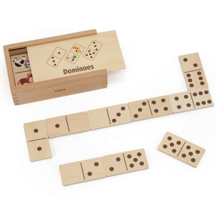 VIGA Drewniane Domino 2w1 Zwierzęta i Liczby