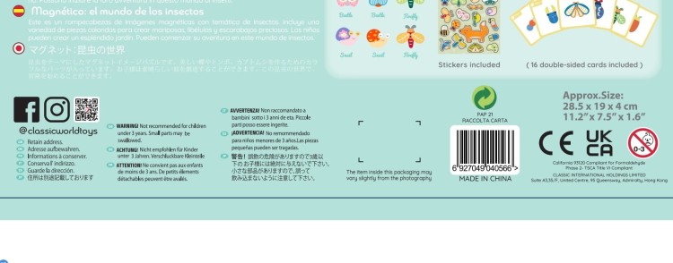 CLASSIC WORLD Układanka Magnetyczna Zwierzęta Tablica Klocki Puzzle Pamięć 66 el.