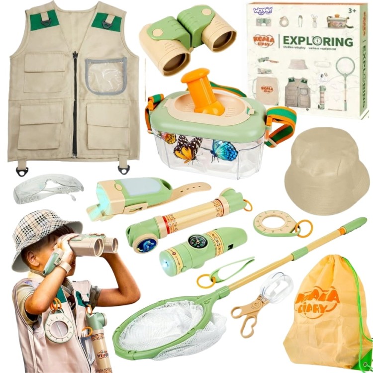 Zestaw Małego Odkrywcy Lornetka Kompas Siatka na Owady Motyle Latarka