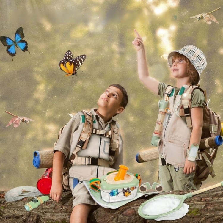 Zestaw Małego Odkrywcy Lornetka Kompas Siatka na Owady Motyle Latarka