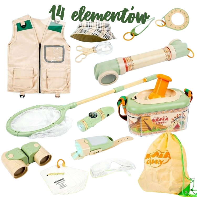 Zestaw Małego Odkrywcy Lornetka Kompas Siatka na Owady Motyle Latarka