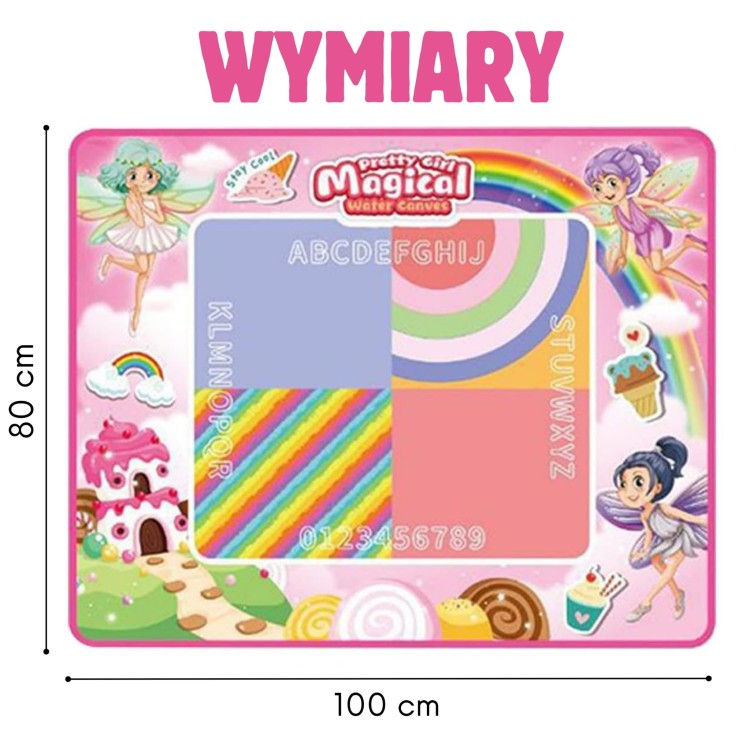 Mata Wodna do Malowania XXL 100x80cm Wróżki Różowa