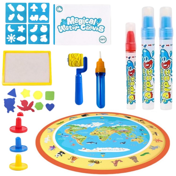 Magiczna Mata Wodna do Malowania Okrągła ZOO 23 el.