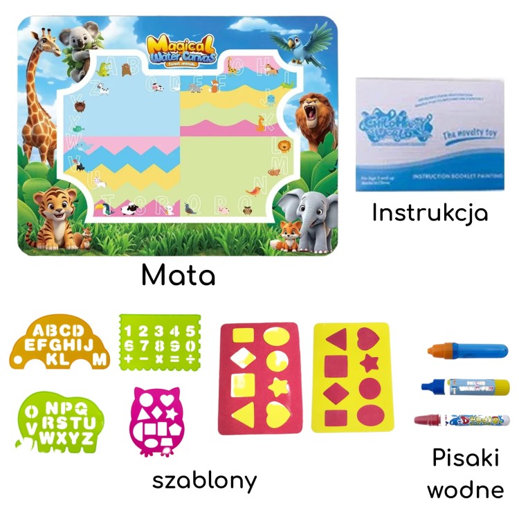 Mata Wodna do Malowania Safari Literki Cyferki
