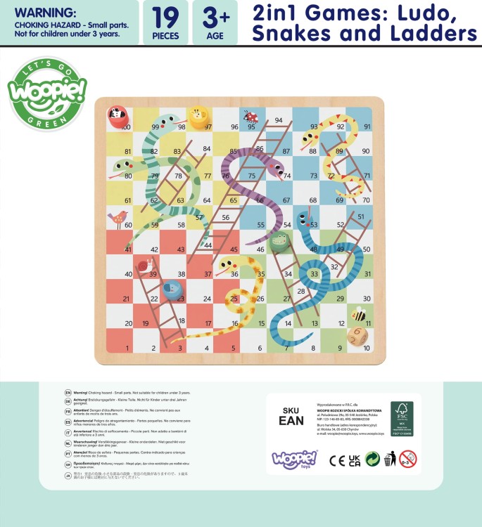 WOOPIE GREEN Gry Planszowe Logiczne 2w1 Ludo Chińczyk + Uwolnij Zwierzątka