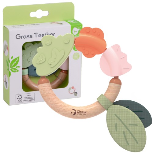 Drewniana Grzechotka Sensoryczna Gryzak 2w1