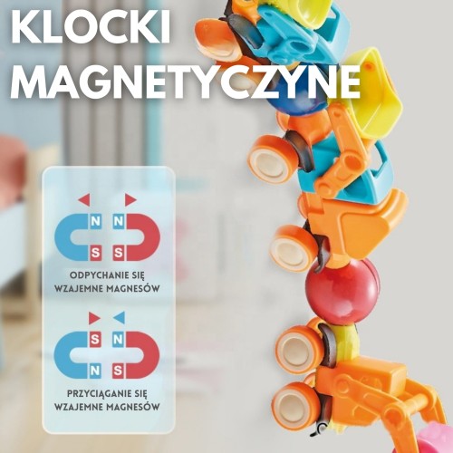 Magnetyczne Klocki Konstrukcyjne Pojazdy 52 el.