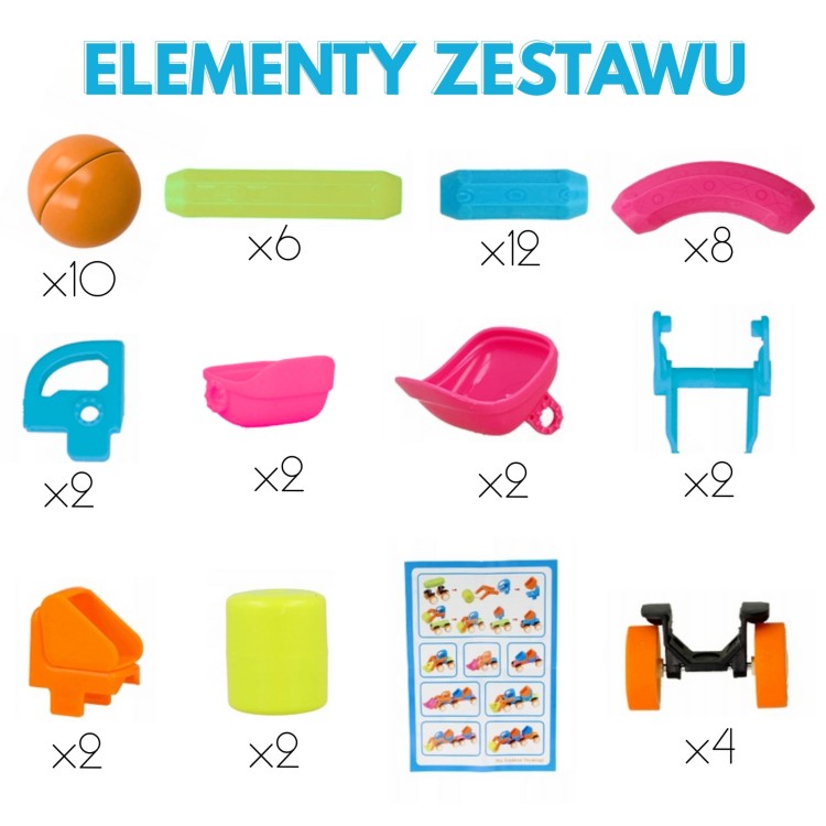 Magnetyczne Klocki Konstrukcyjne Pojazdy 52 el.