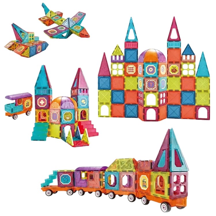 Klocki Magnetyczne 3D Zestaw Pociąg 71el.