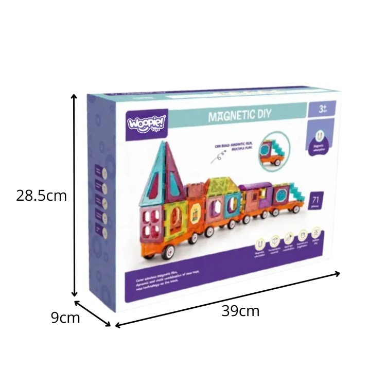 Klocki Magnetyczne 3D Zestaw Pociąg 71el.