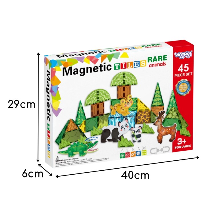 Klocki Magnetyczne Konstrukcyjne 3D Zestaw Edukacyjny Rzadkie Zwierzęta 45el.