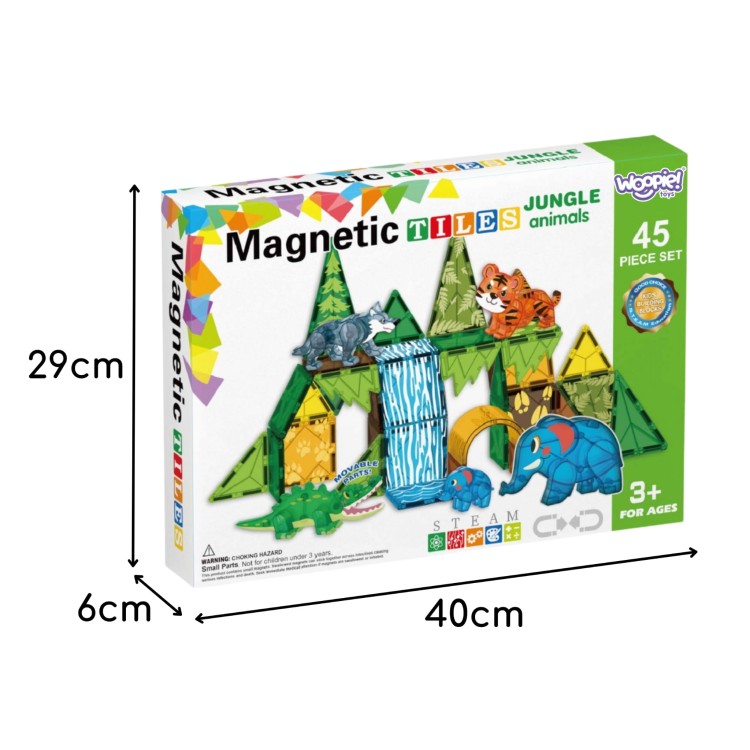 Klocki Magnetyczne Konstrukcyjne 3D Zestaw Edukacyjny Zwierzęta Dżungli 45el.