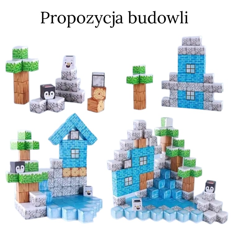 Klocki Magnetyczne Konstrukcyjne Zimowy Świat klocków