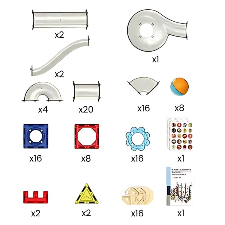 Klocki Magnetyczne Konstrukcyjne 3D Zestaw Edukacyjny Tor Kulkowy Kulodrom 113 el.