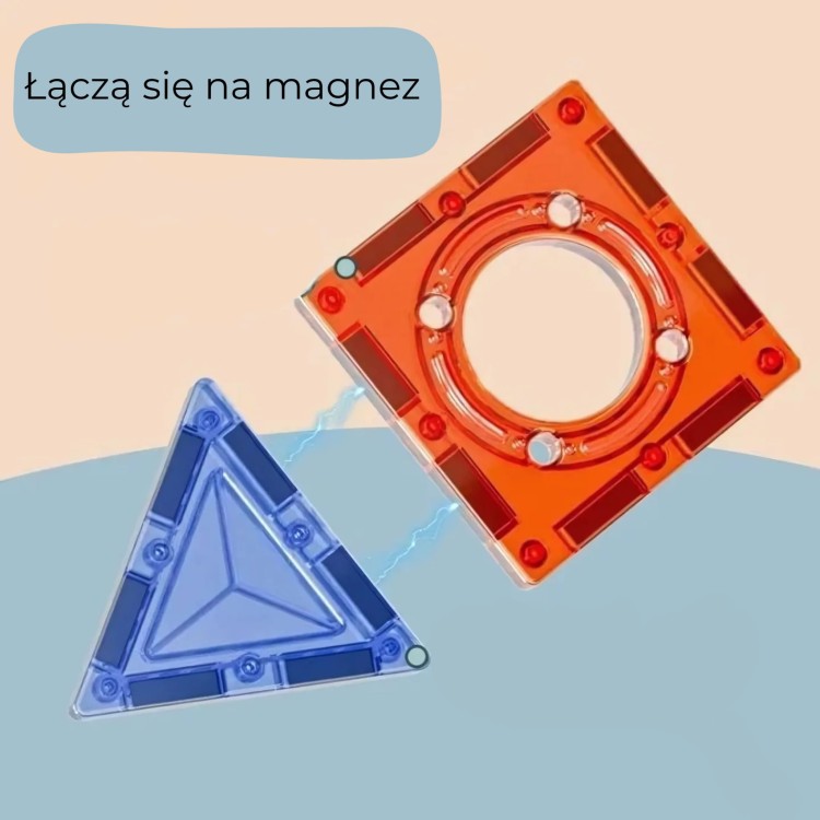 Klocki Magnetyczne Konstrukcyjne 3D Zestaw Edukacyjny Tor Kulkowy Kulodrom 113 el.