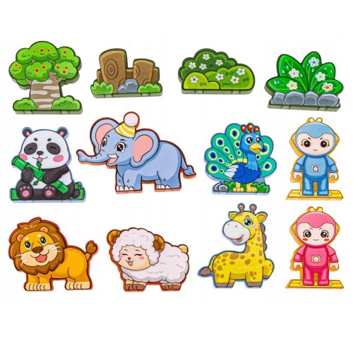 Klocki Magnetyczne Konstrukcyjne Świecące 3D Świat Zwierząt 124el.