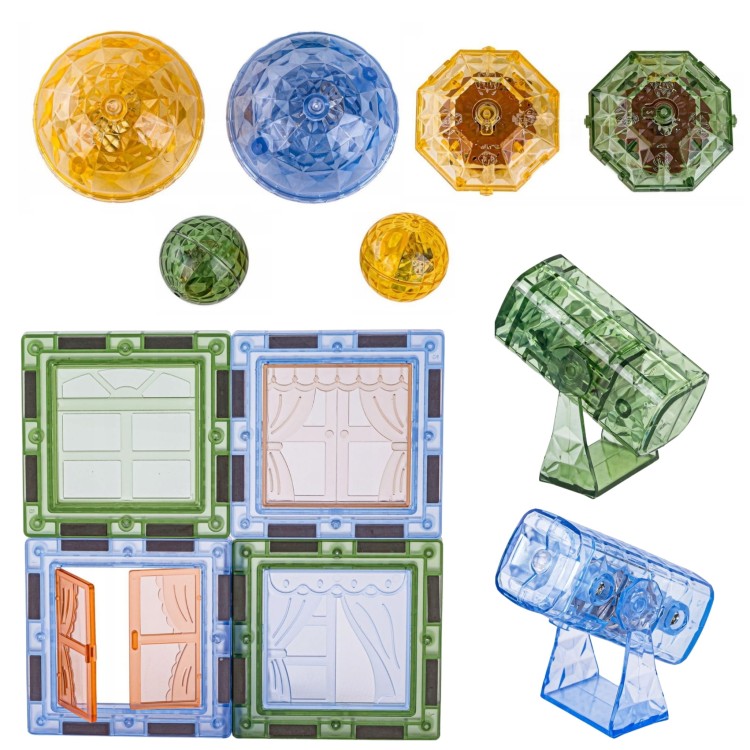 Klocki Magnetyczne Konstrukcyjne Świecące 3D Świat Zwierząt 124el.