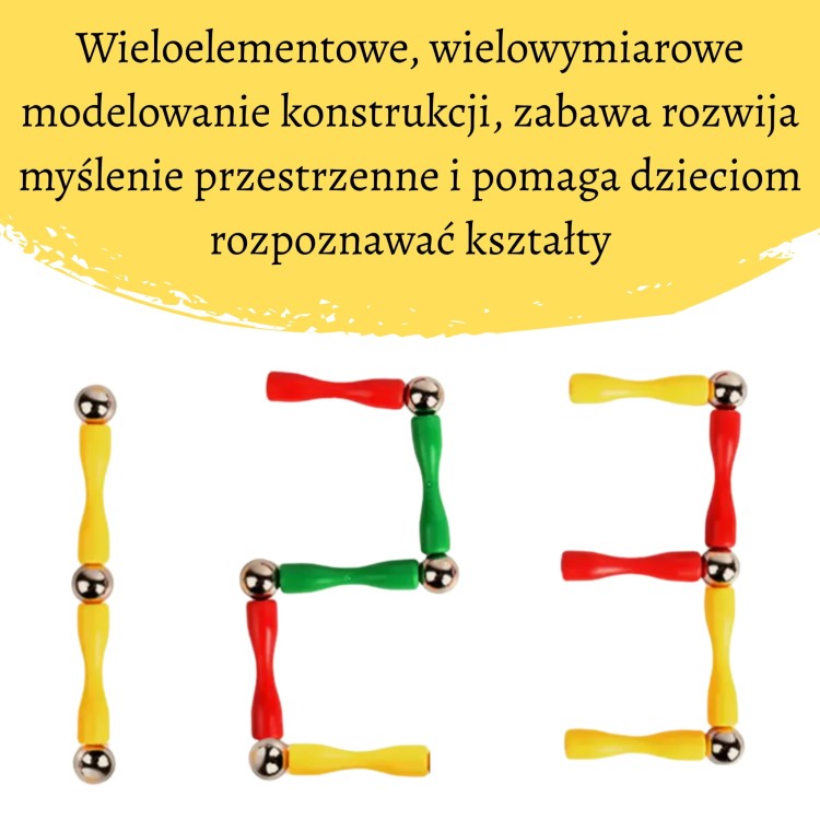 Klocki Magnetyczne Konstrukcyjne 3D 128 el. XXL