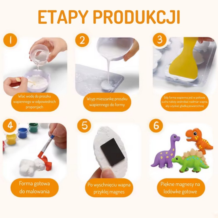 Zestaw Kreatywny DIY – Odlewy Gipsowe Figurki Dinozaury do Malowania