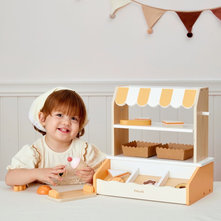 Drewniana Mini Piekarnia Sklepik Stragan z Wypiekami 16el.