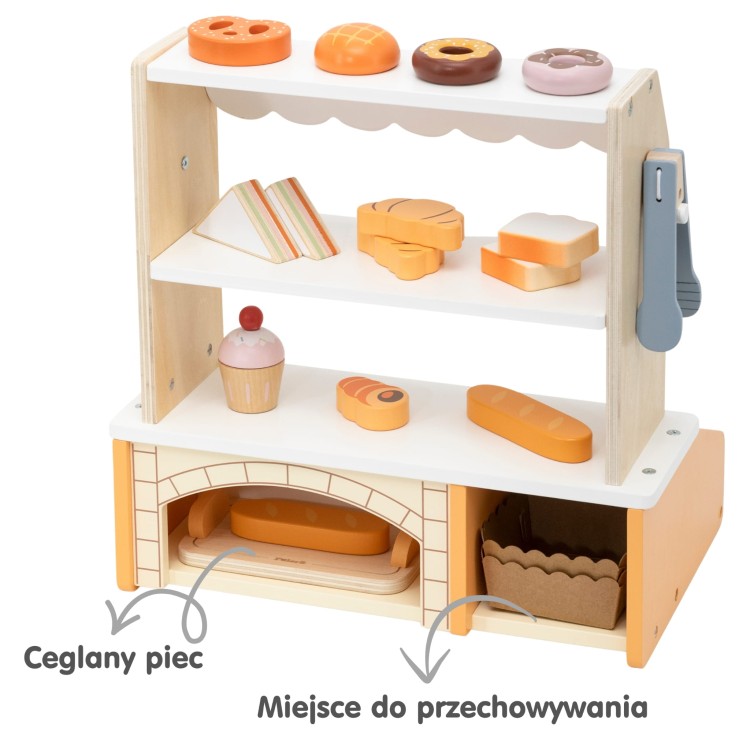 Drewniana Mini Piekarnia Sklepik Stragan z Wypiekami 16el.