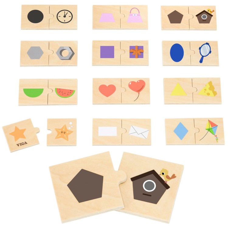 VIGA Zestaw Puzzle Łączenie Kształtów i Przedmiotów