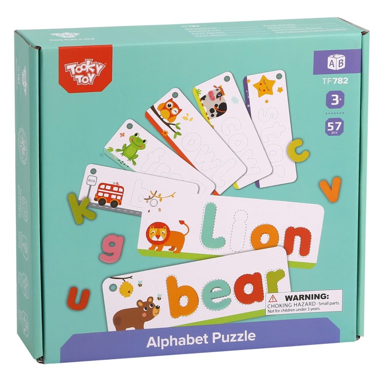 TOOKY TOY Puzzle Alfabet Montessori Nauka Literek Słów Zwierzątka 57 el.