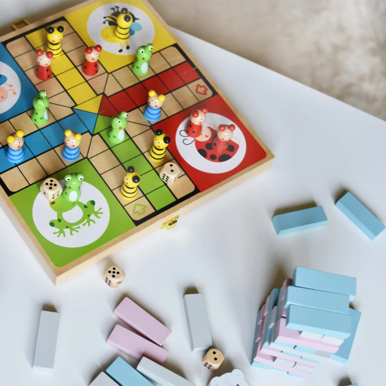 drewniana gra chińczyk oraz jenga - dla dorosłych i dzieci 